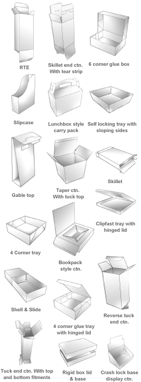 cartons, printed cartons, duplex cartons, plane cartons, self lock cartons